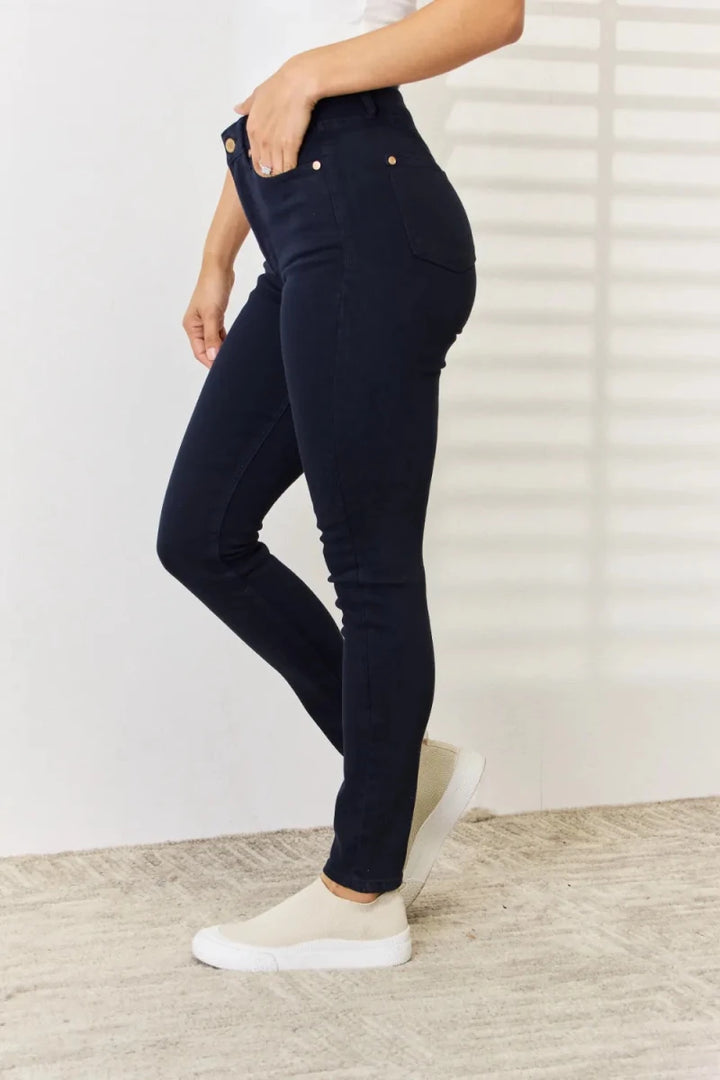 Judy Blue Tummy Control Skinny Jeans - Garment Dyed Navy - AMVIM