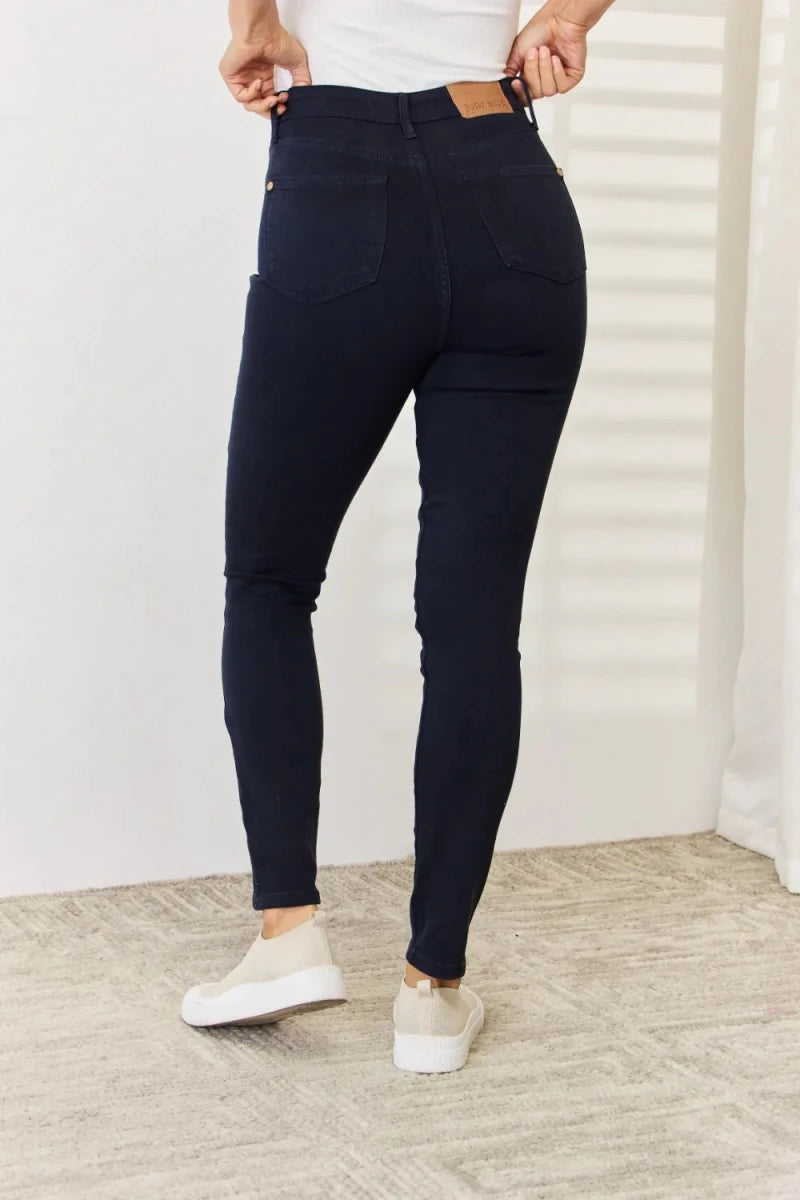 Judy Blue Tummy Control Skinny Jeans - Garment Dyed Navy - AMVIM