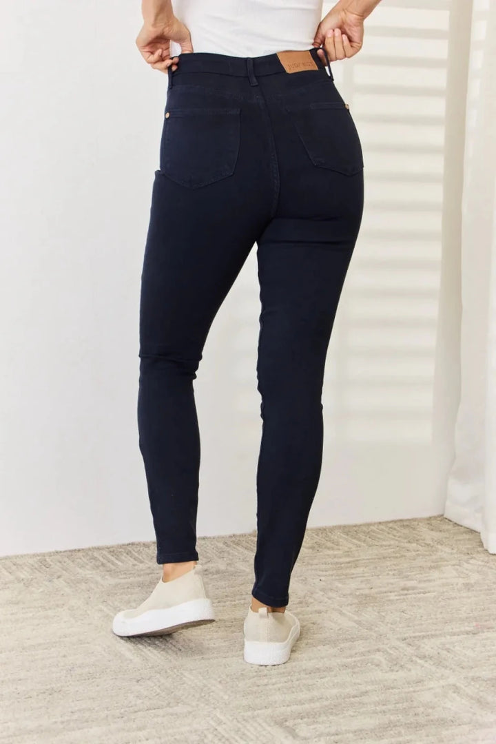 Judy Blue Tummy Control Skinny Jeans - Garment Dyed Navy - AMVIM
