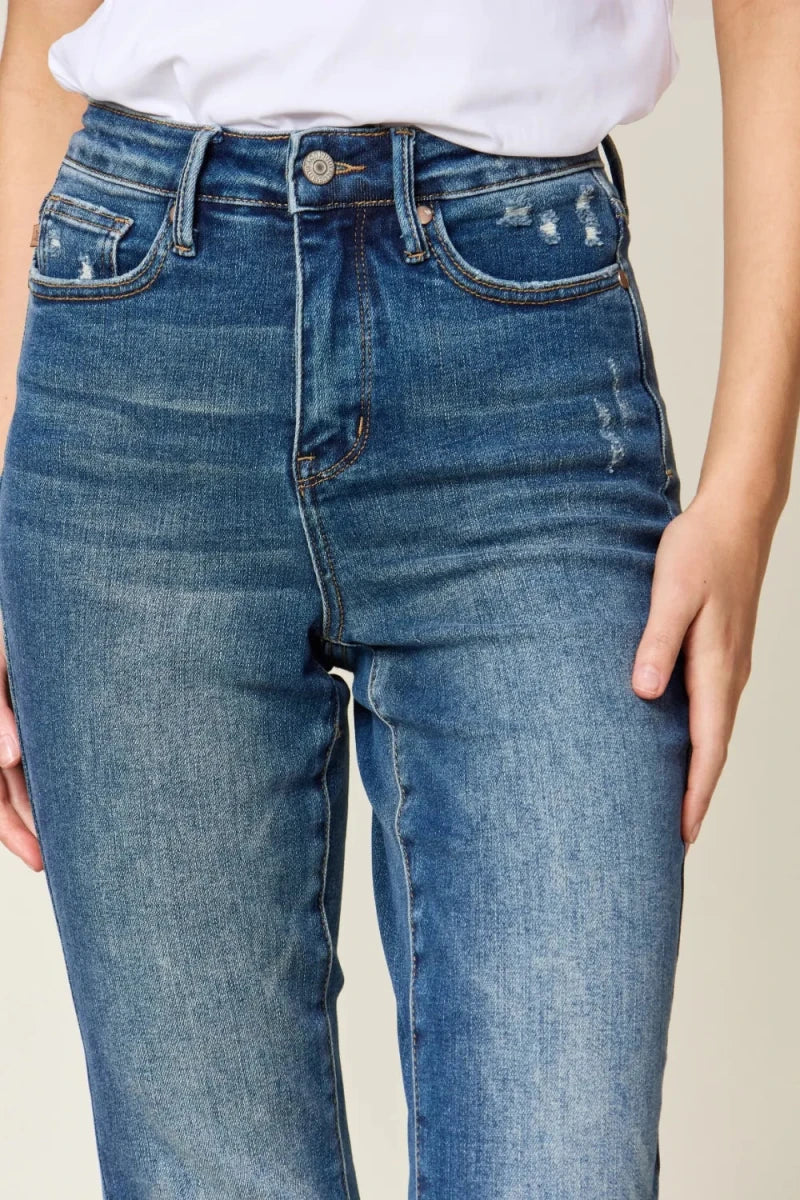 Judy Blue Tummy Control Slim Jeans - High Waist Dark Wash - AMVIM