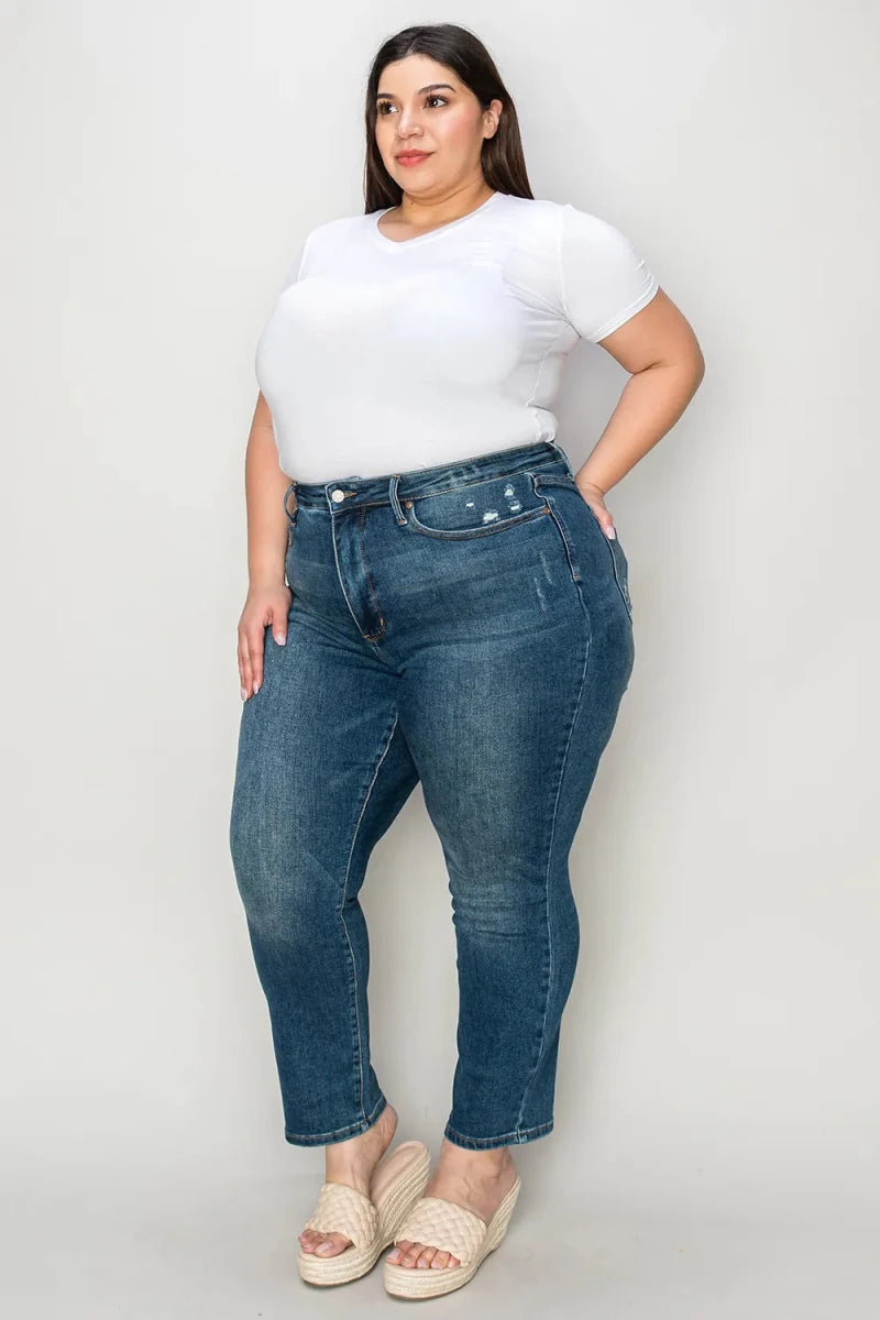 Judy Blue Tummy Control Slim Jeans - High Waist Dark Wash - AMVIM