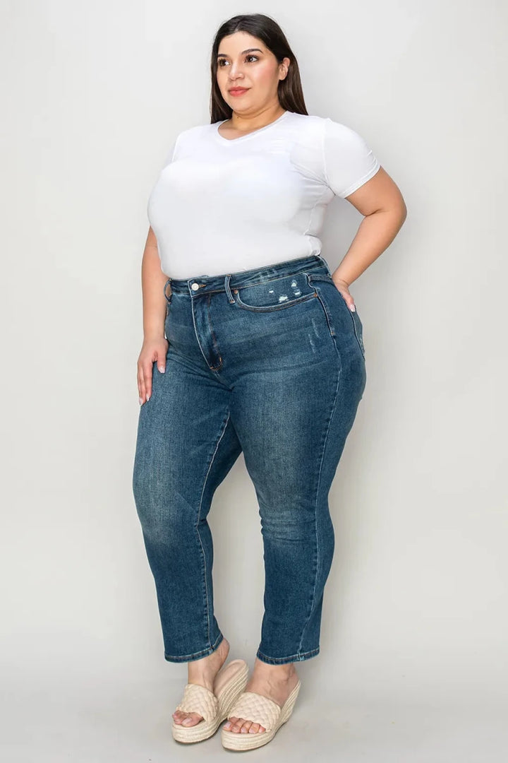 Judy Blue Tummy Control Slim Jeans - High Waist Dark Wash - AMVIM