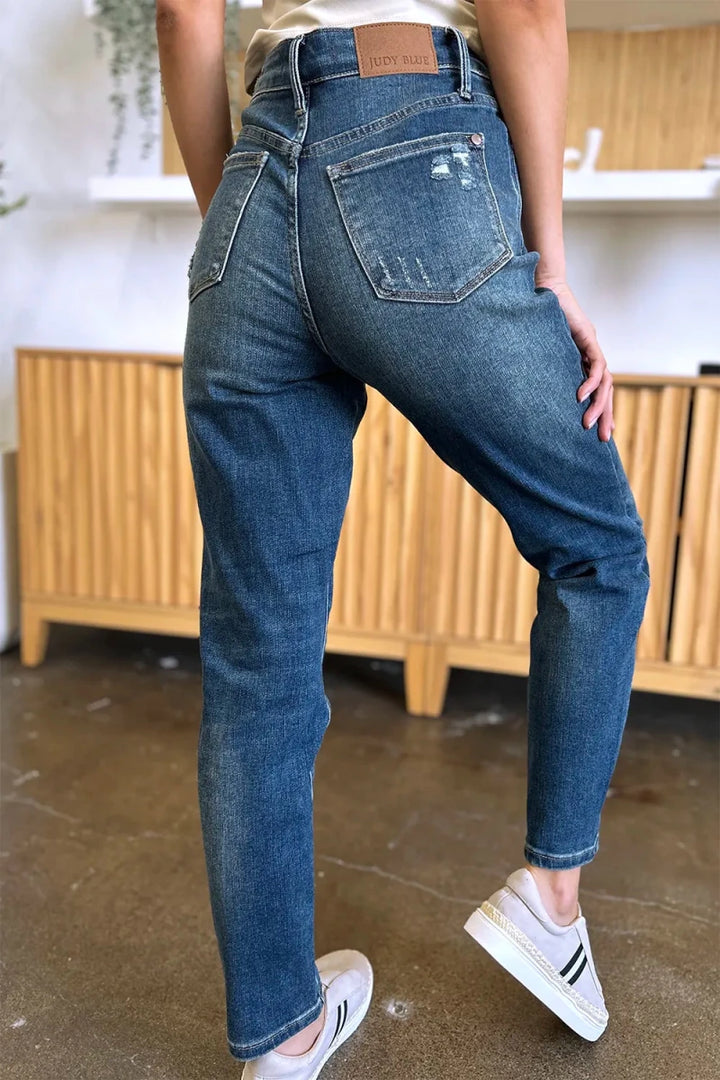 Judy Blue Tummy Control Slim Jeans - High Waist Dark Wash - AMVIM