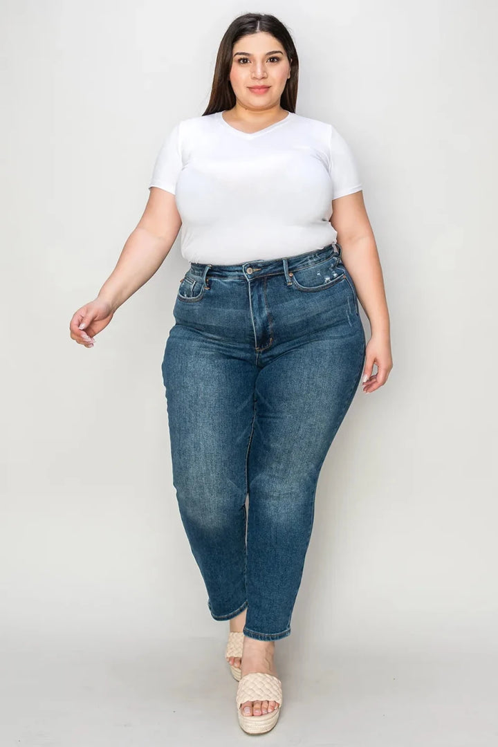 Judy Blue Tummy Control Slim Jeans - High Waist Dark Wash - AMVIM