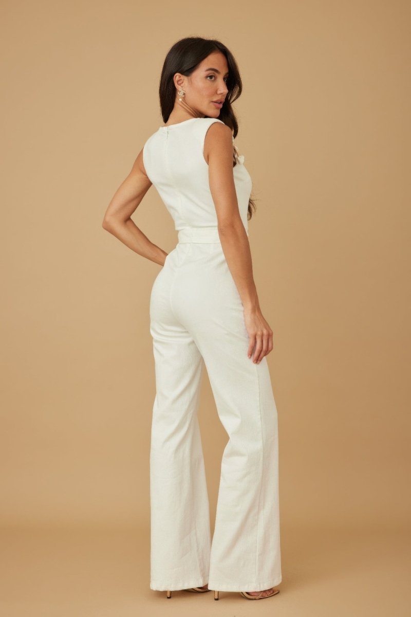 Jumpsuit rayon blend event wear with ring strap detail - AMVIM