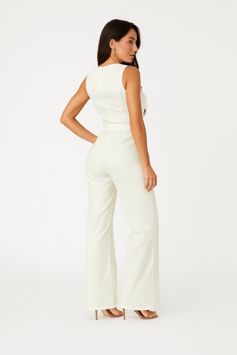 Jumpsuit rayon blend event wear with ring strap detail - AMVIM