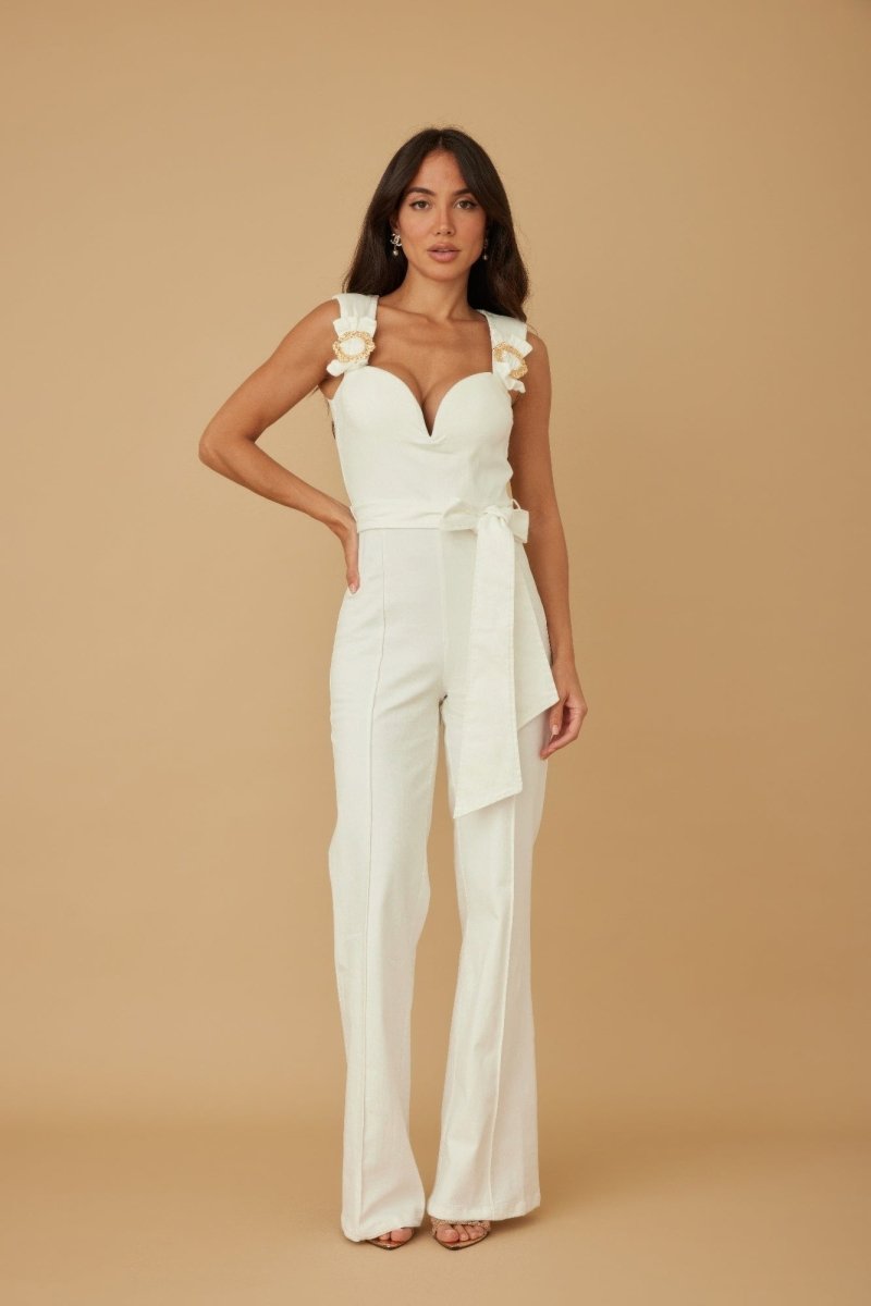 Jumpsuit rayon blend event wear with ring strap detail - AMVIM