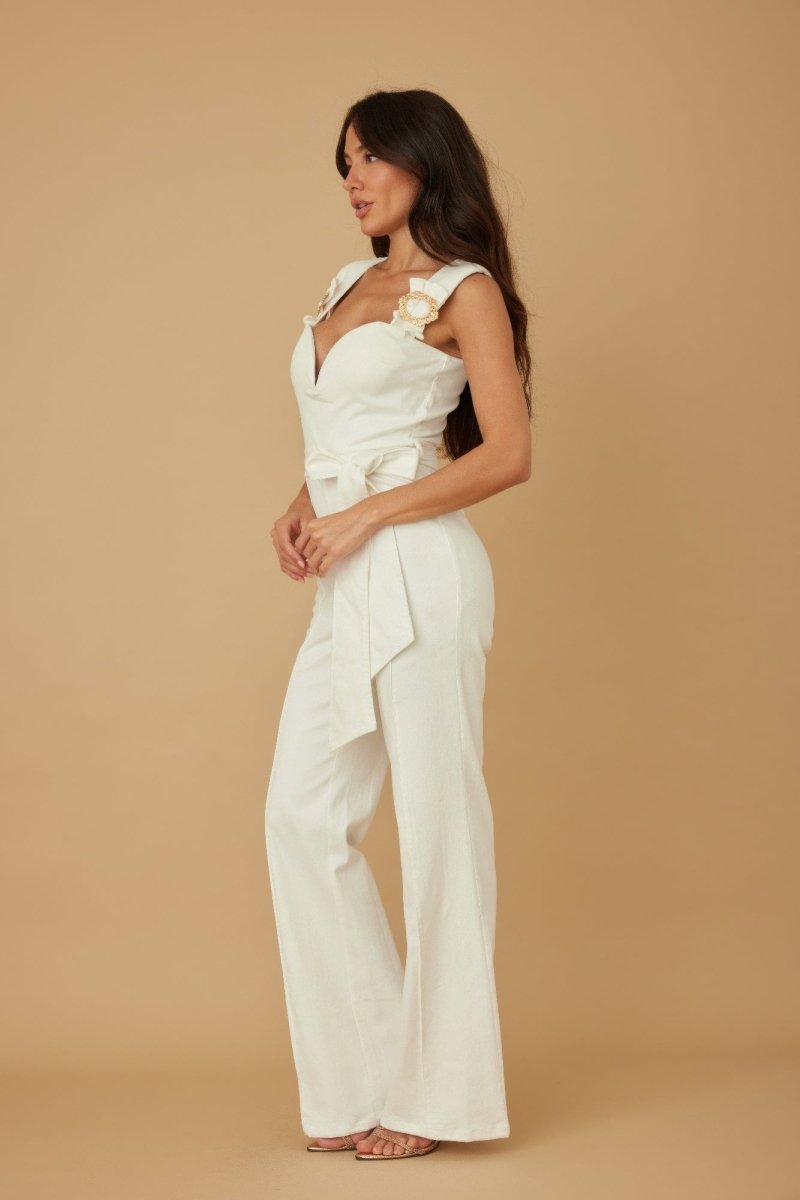 Jumpsuit rayon blend event wear with ring strap detail - AMVIM