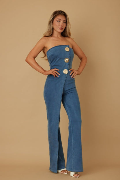 Jumpsuit Strapless Flap Layer Evening Tailored Fit - AMVIM