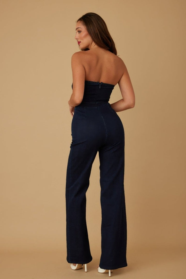 Jumpsuit Strapless Flap Layer Evening Tailored Fit - AMVIM
