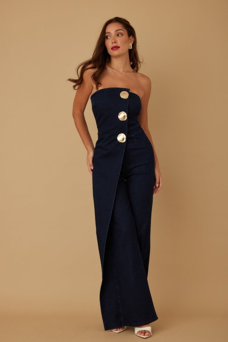 Jumpsuit Strapless Flap Layer Evening Tailored Fit - AMVIM
