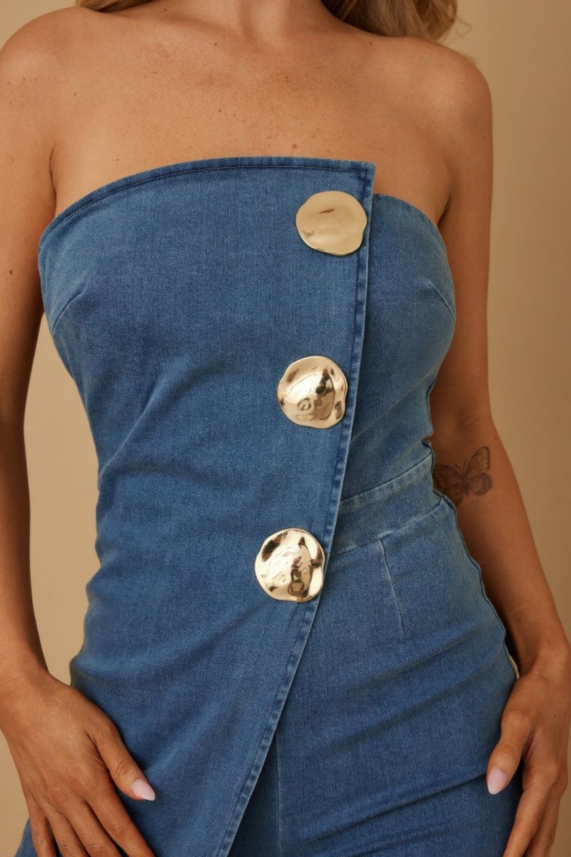 Jumpsuit Strapless Flap Layer Evening Tailored Fit - AMVIM