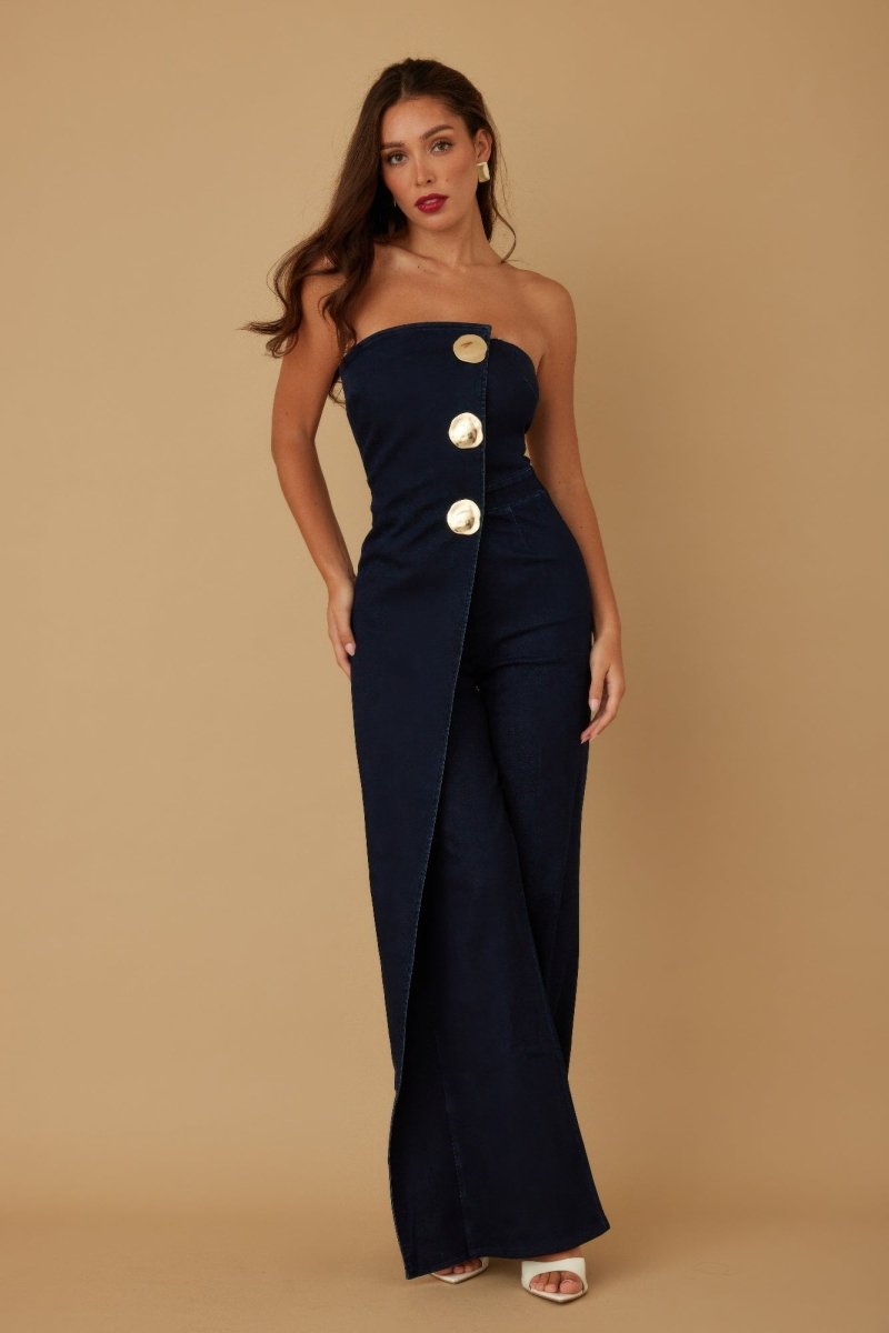Jumpsuit Strapless Flap Layer Evening Tailored Fit - AMVIM