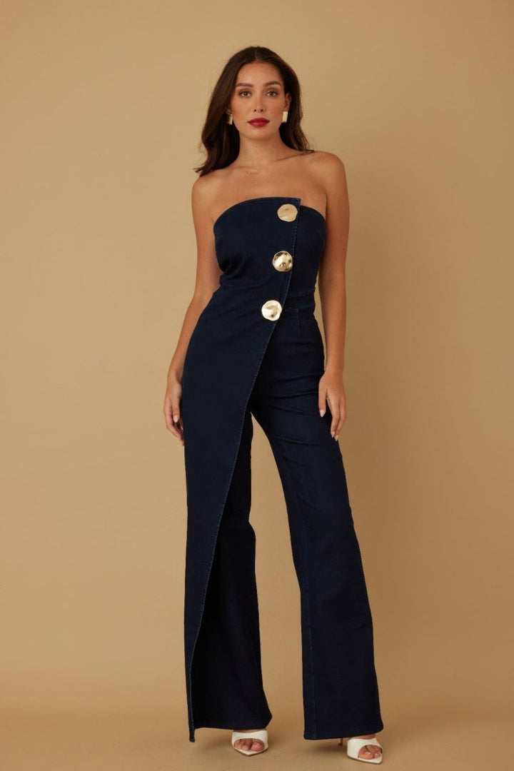 Jumpsuit Strapless Flap Layer Evening Tailored Fit - AMVIM