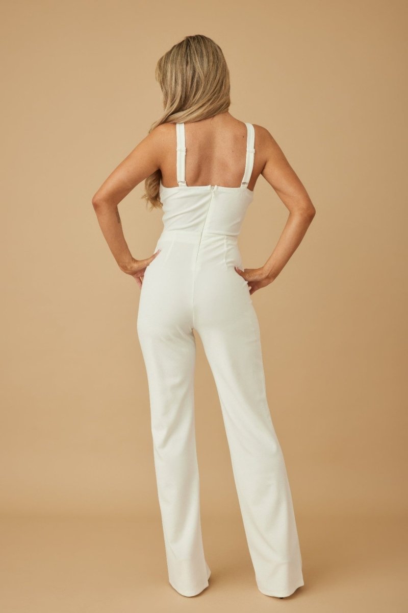 Jumpsuit White Strapless Ring‑Detail Adjustable Evening - AMVIM