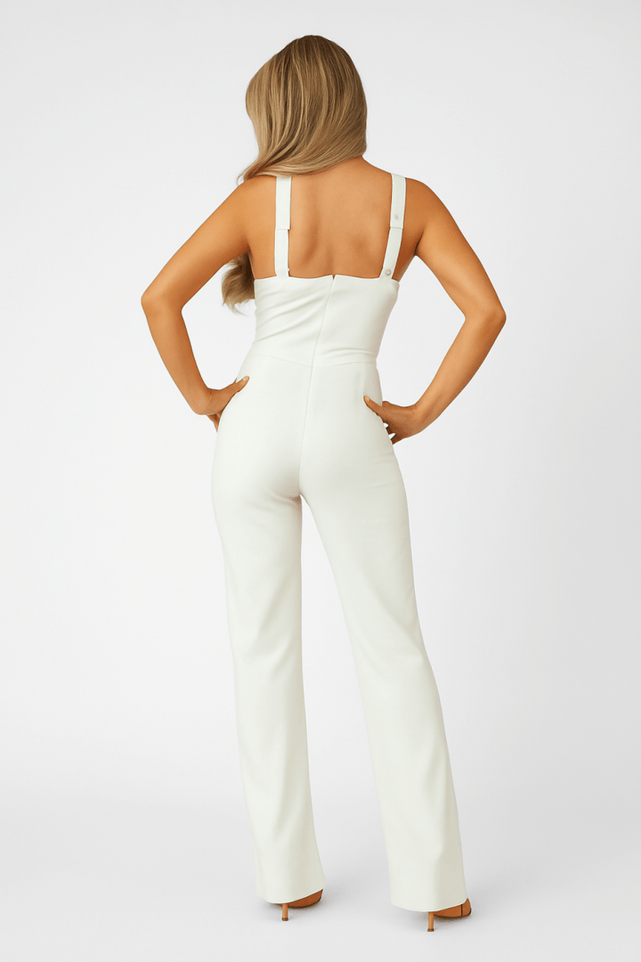 Jumpsuit White Strapless Ring‑Detail Adjustable Evening - AMVIM