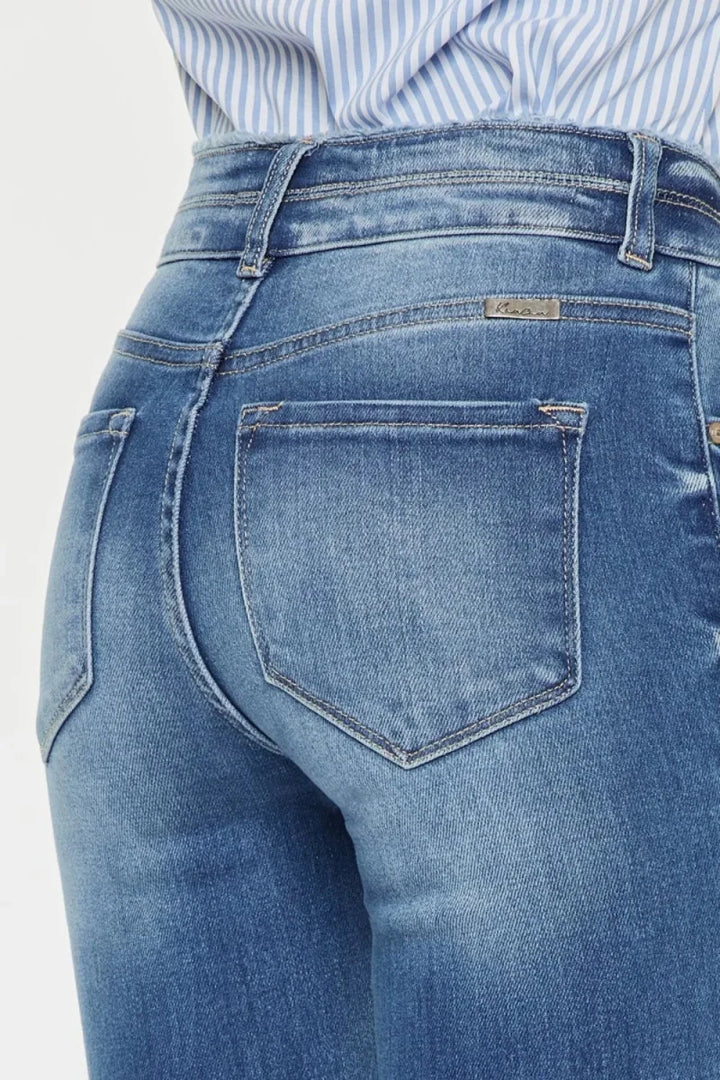 Kancan Distressed High Waist Raw Hem Jeans - AMVIM
