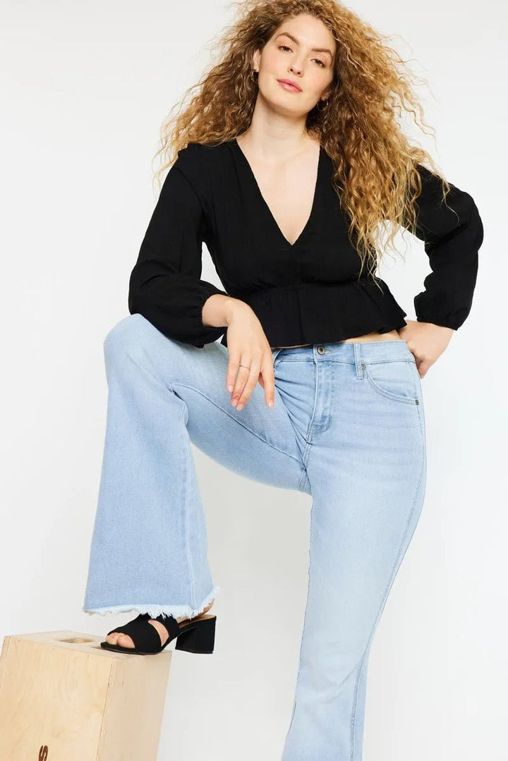 Kancan High Rise Curvy Flare Jeans - AMVIM