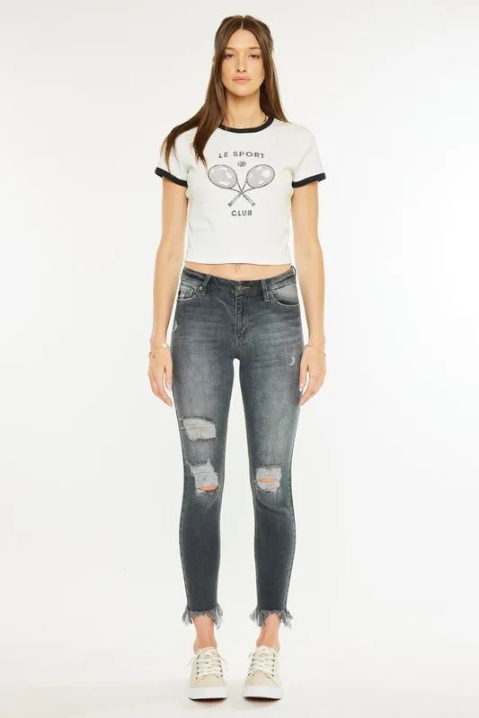 Kancan High Rise Distressed Ankle Skinny Jeans - AMVIM