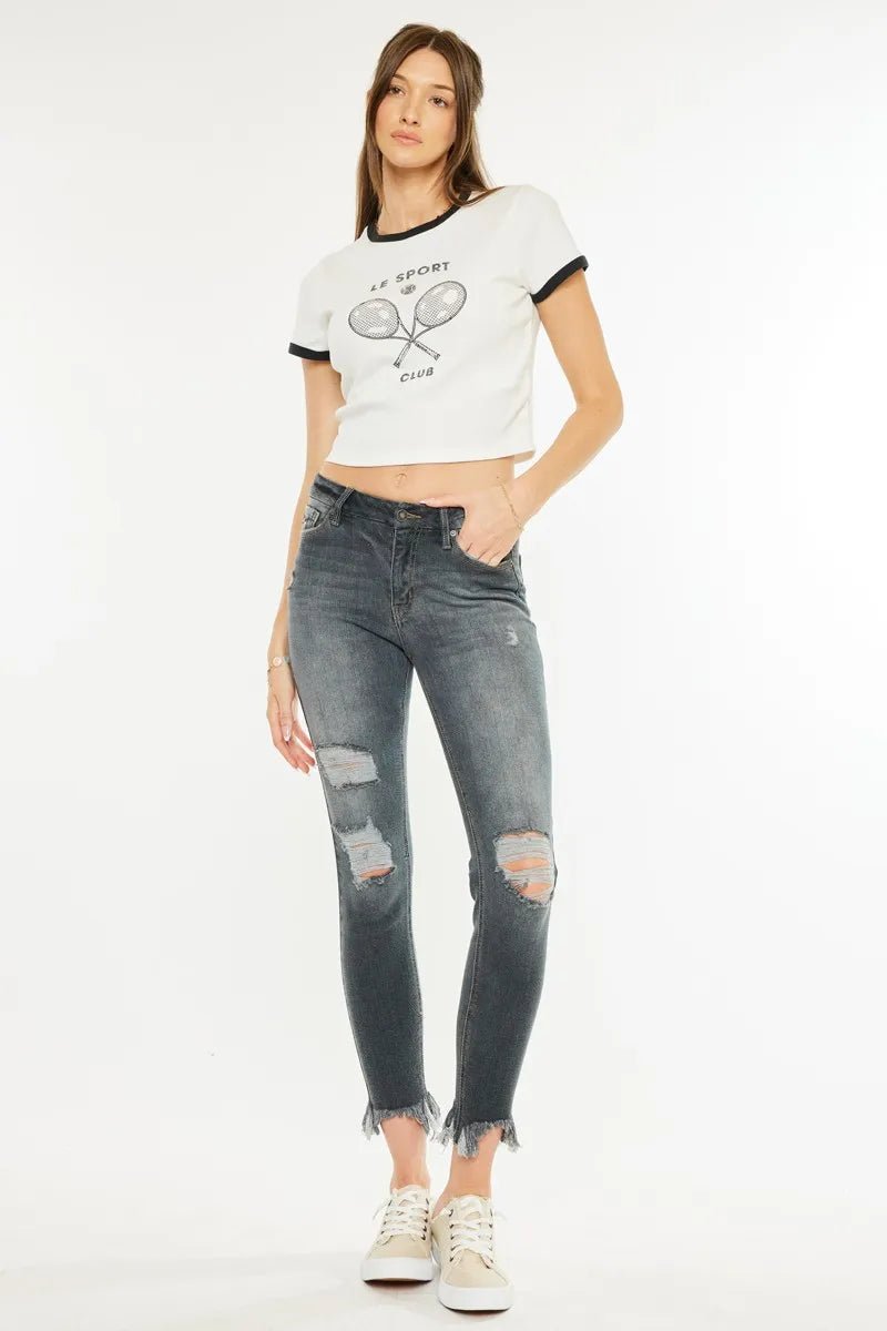 Kancan High Rise Distressed Ankle Skinny Jeans - AMVIM