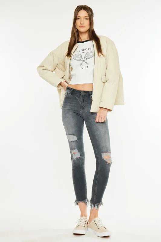 Kancan High Rise Distressed Ankle Skinny Jeans - AMVIM