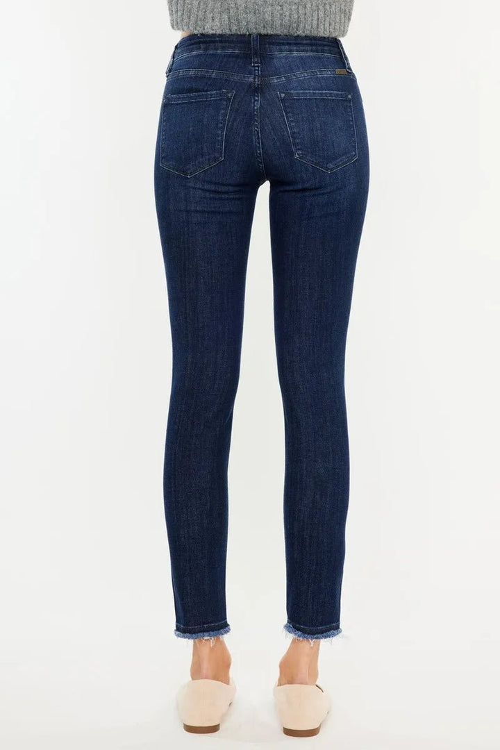 Kancan High - Rise Slim Fit Ankle Jeans with Raw Hem - AMVIM