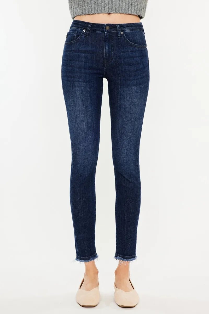 Kancan High - Rise Slim Fit Ankle Jeans with Raw Hem - AMVIM