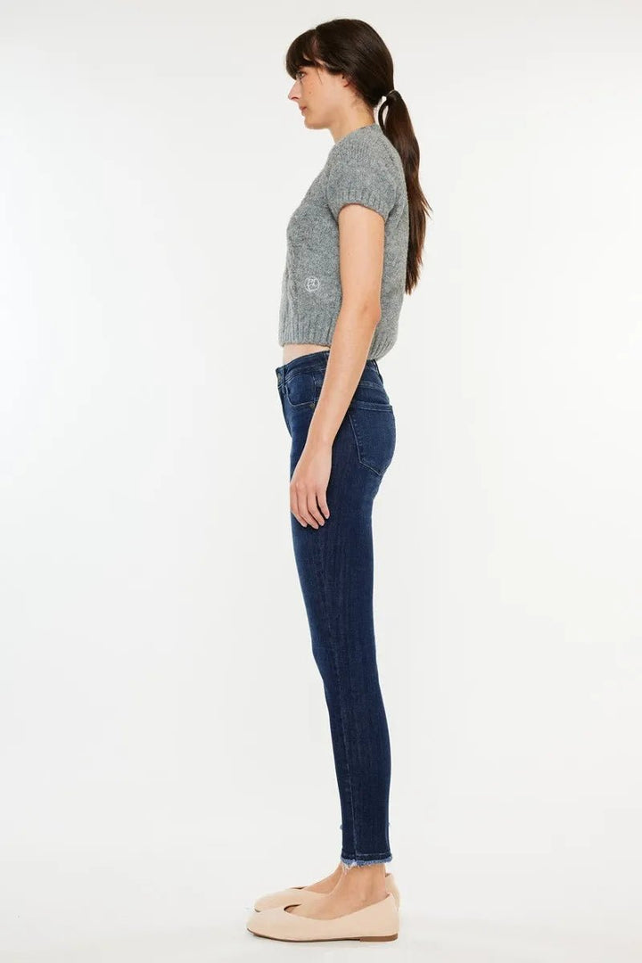 Kancan High - Rise Slim Fit Ankle Jeans with Raw Hem - AMVIM