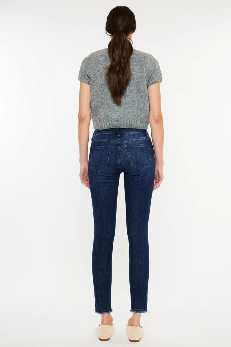 Kancan High - Rise Slim Fit Ankle Jeans with Raw Hem - AMVIM