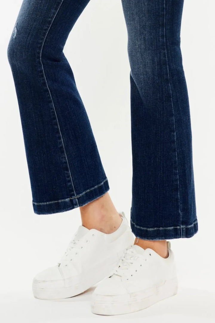 Kancan Mid Rise Button Fly Flare Jeans - AMVIM