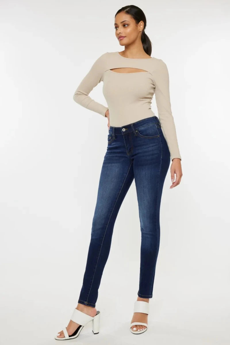 Kancan Mid Rise Gradient Skinny Jeans - AMVIM