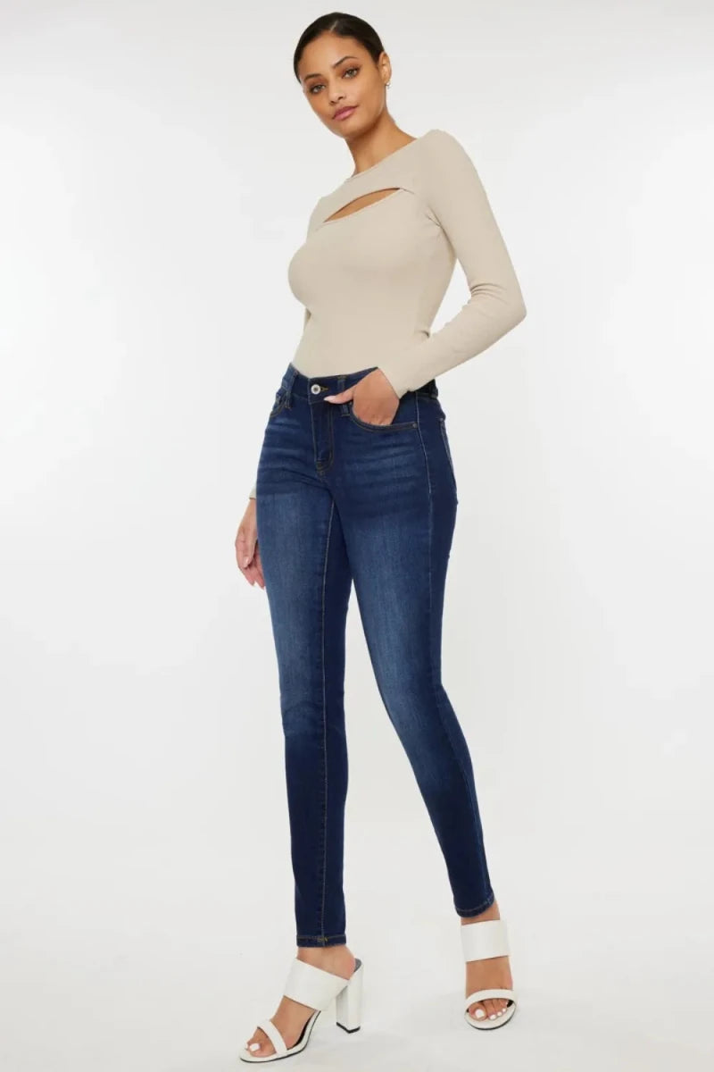 Kancan Mid Rise Gradient Skinny Jeans - AMVIM