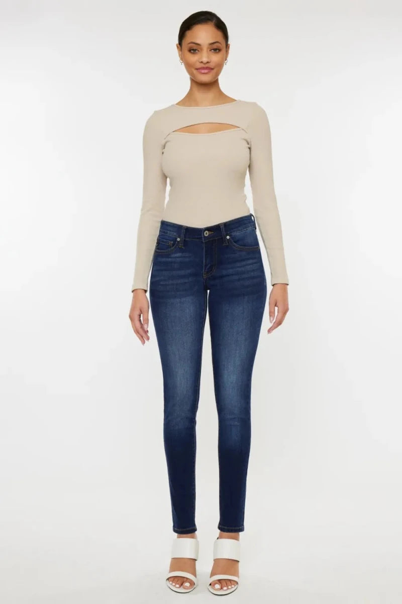 Kancan Mid Rise Gradient Skinny Jeans - AMVIM