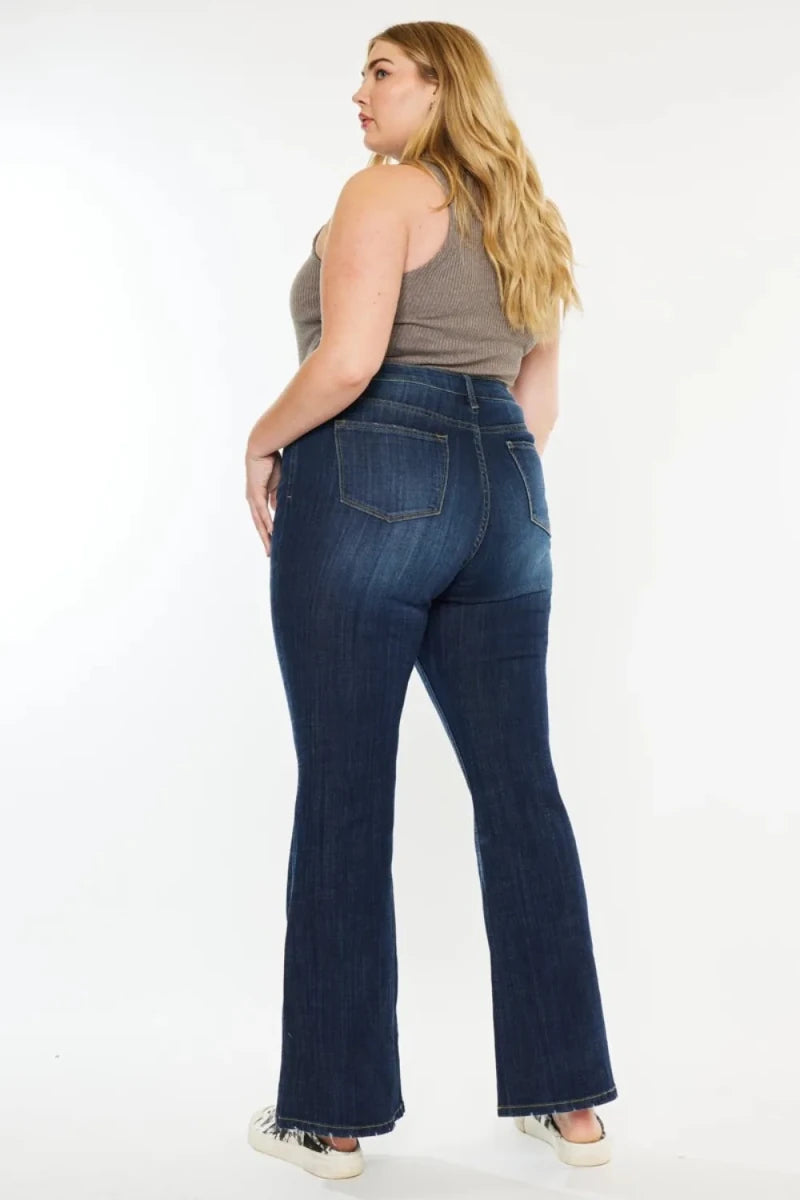 Kancan Plus Size Mid Rise Flare Jeans - AMVIM