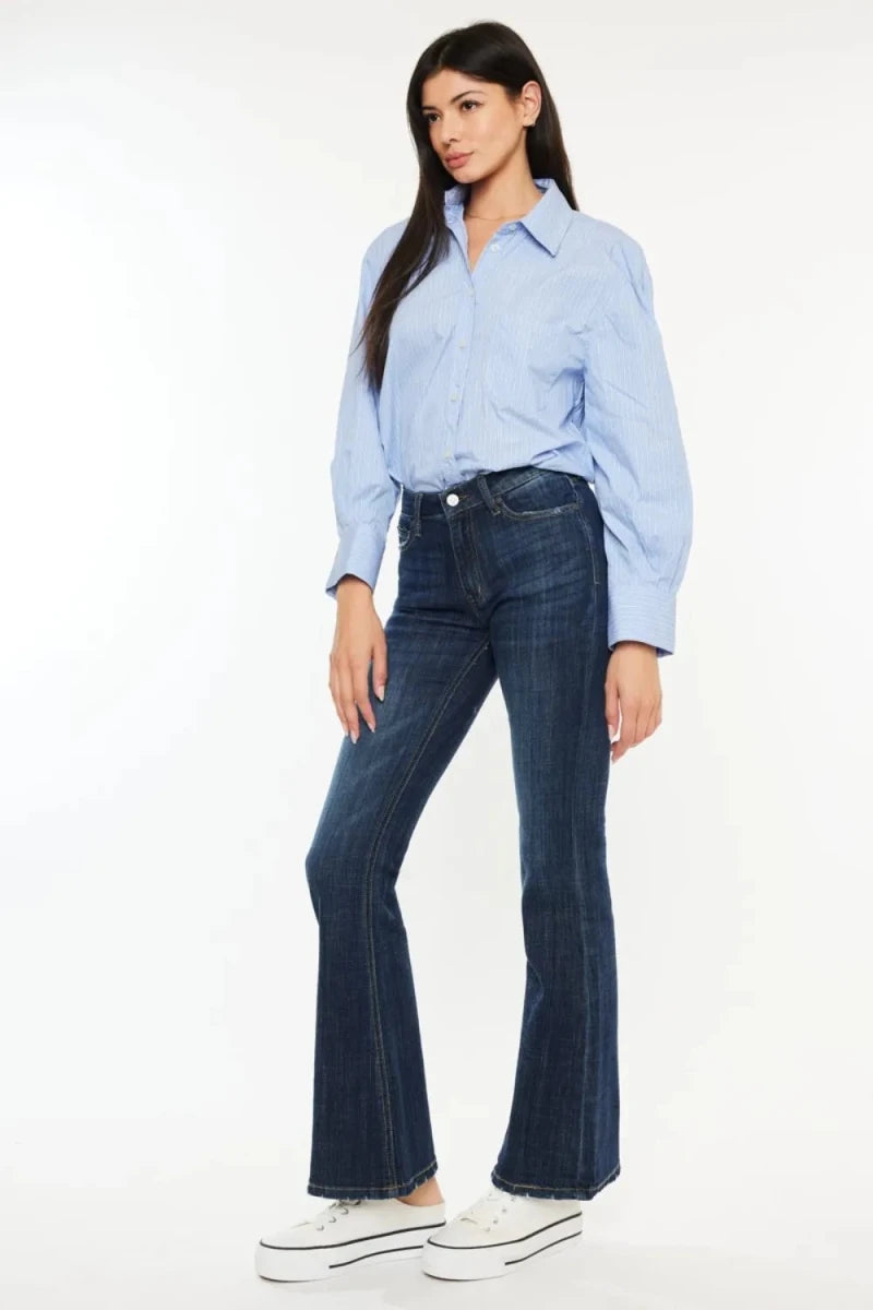 Kancan Plus Size Mid Rise Flare Jeans - AMVIM