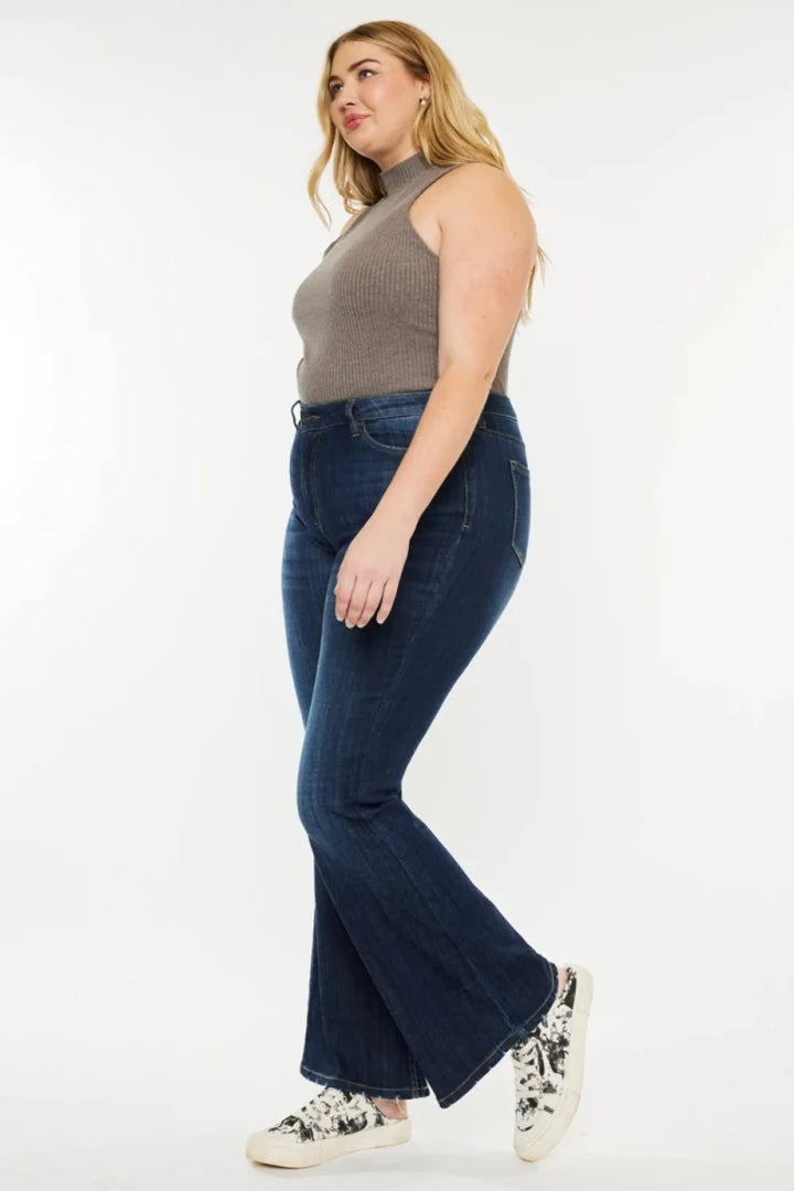 Kancan Plus Size Mid Rise Flare Jeans - AMVIM