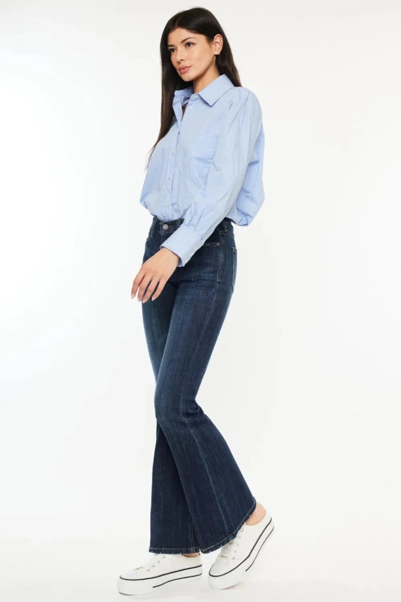 Kancan Plus Size Mid Rise Flare Jeans - AMVIM
