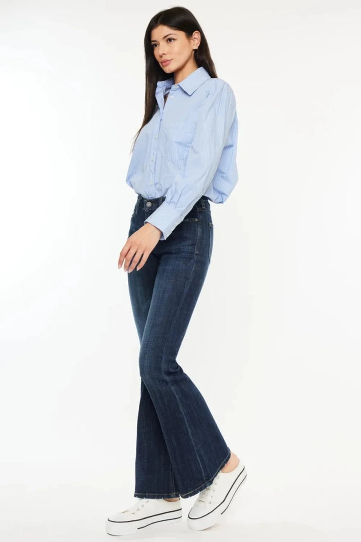 Kancan Plus Size Mid Rise Flare Jeans - AMVIM