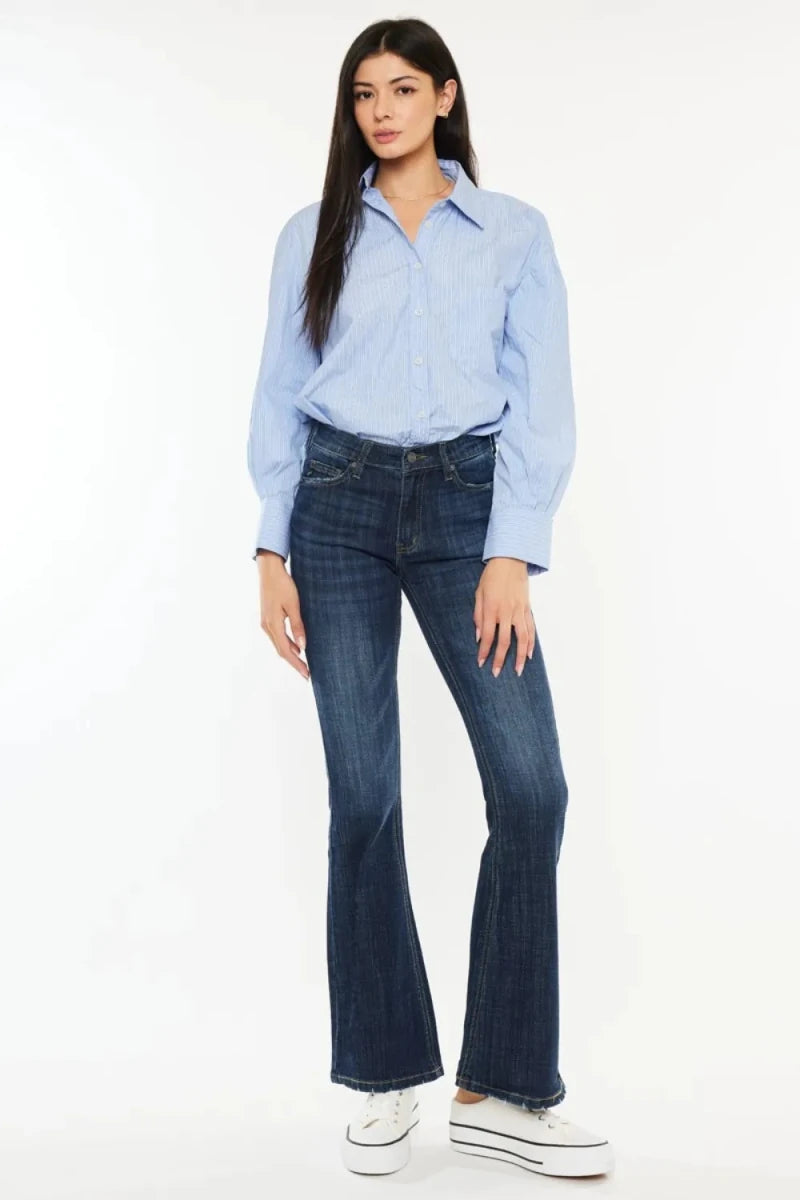 Kancan Plus Size Mid Rise Flare Jeans - AMVIM