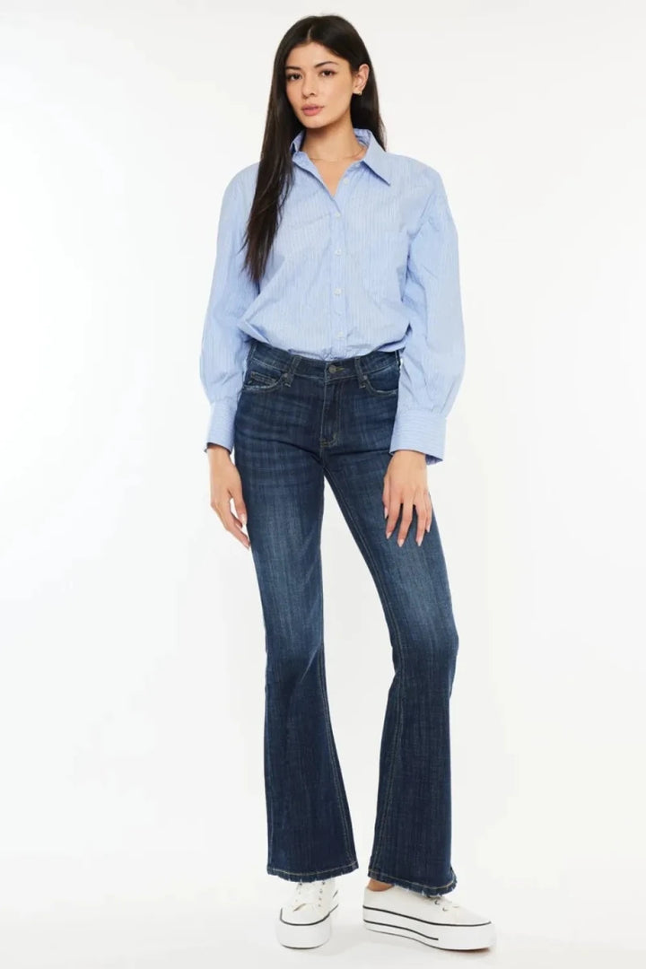 Kancan Plus Size Mid Rise Flare Jeans - AMVIM