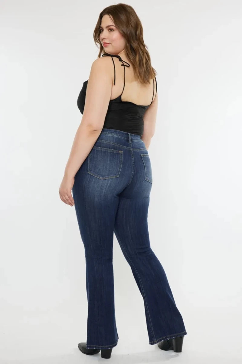 Kancan Plus Size Mid Rise Slim Flare Jeans - AMVIM