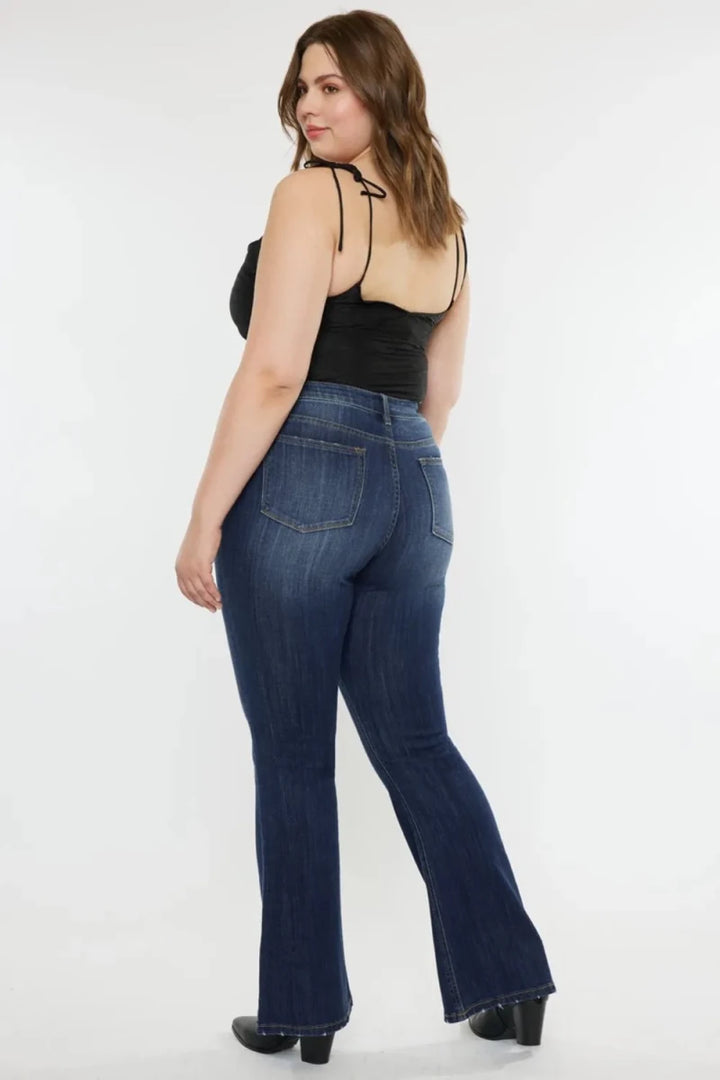 Kancan Plus Size Mid Rise Slim Flare Jeans - AMVIM