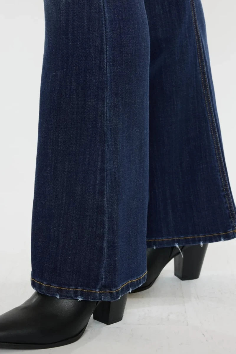 Kancan Plus Size Mid Rise Slim Flare Jeans - AMVIM