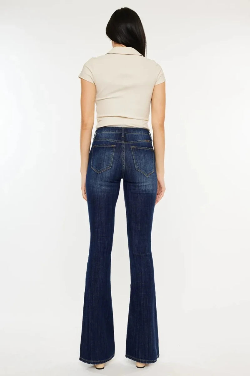Kancan Plus Size Mid Rise Slim Flare Jeans - AMVIM