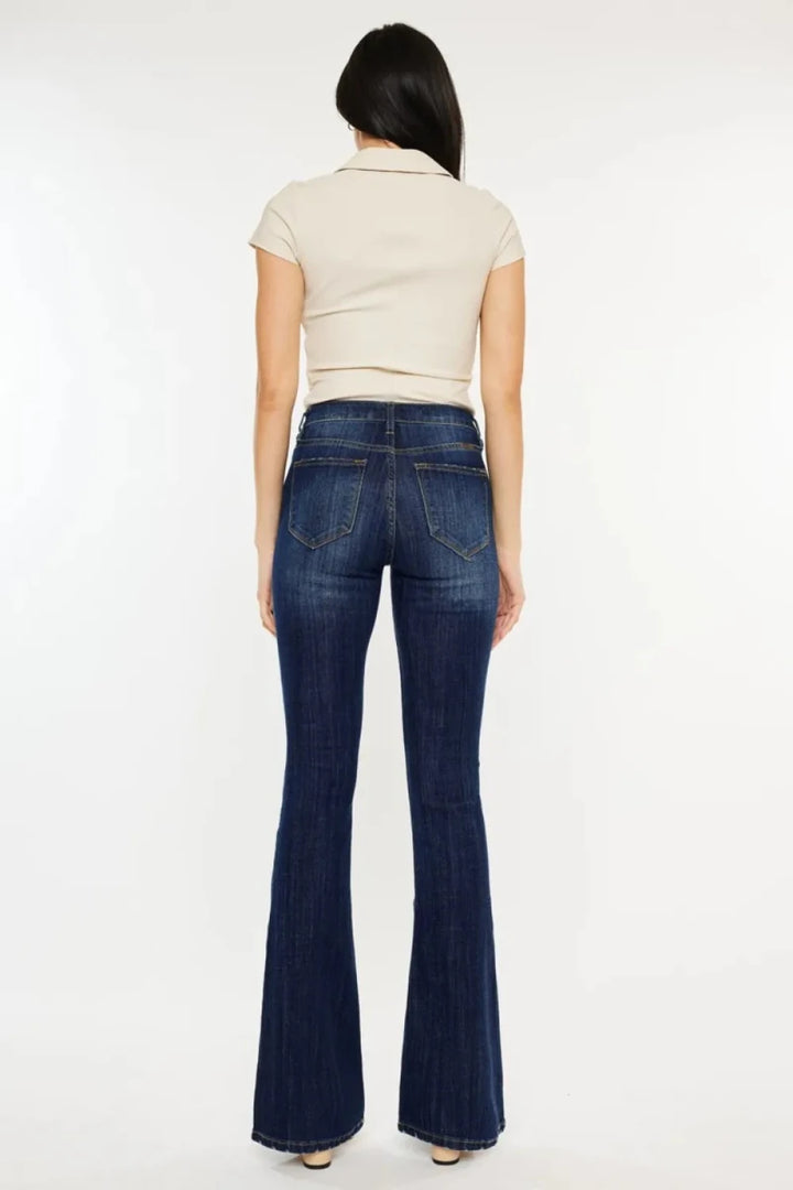 Kancan Plus Size Mid Rise Slim Flare Jeans - AMVIM