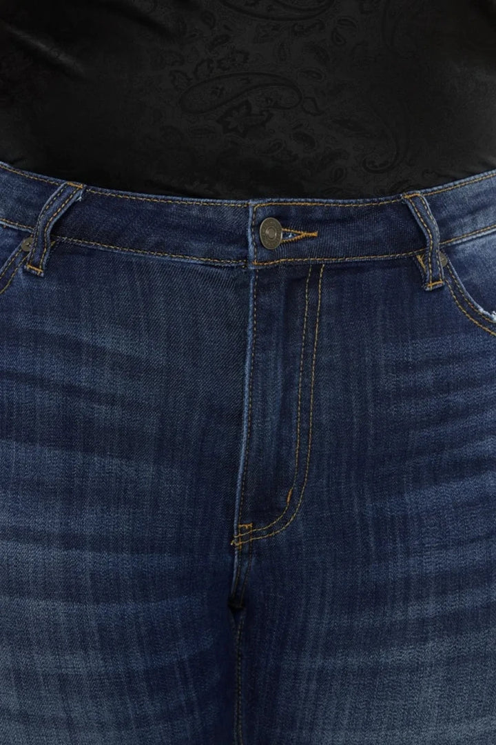 Kancan Plus Size Mid Rise Slim Flare Jeans - AMVIM