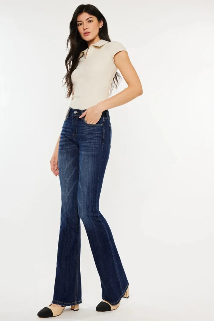 Kancan Plus Size Mid Rise Slim Flare Jeans - AMVIM