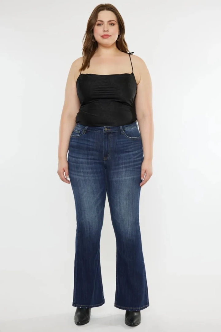 Kancan Plus Size Mid Rise Slim Flare Jeans - AMVIM
