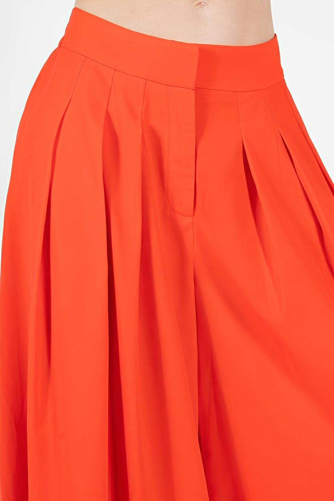 Large Hem Wide Leg Pleated Solid Pants - AMVIM