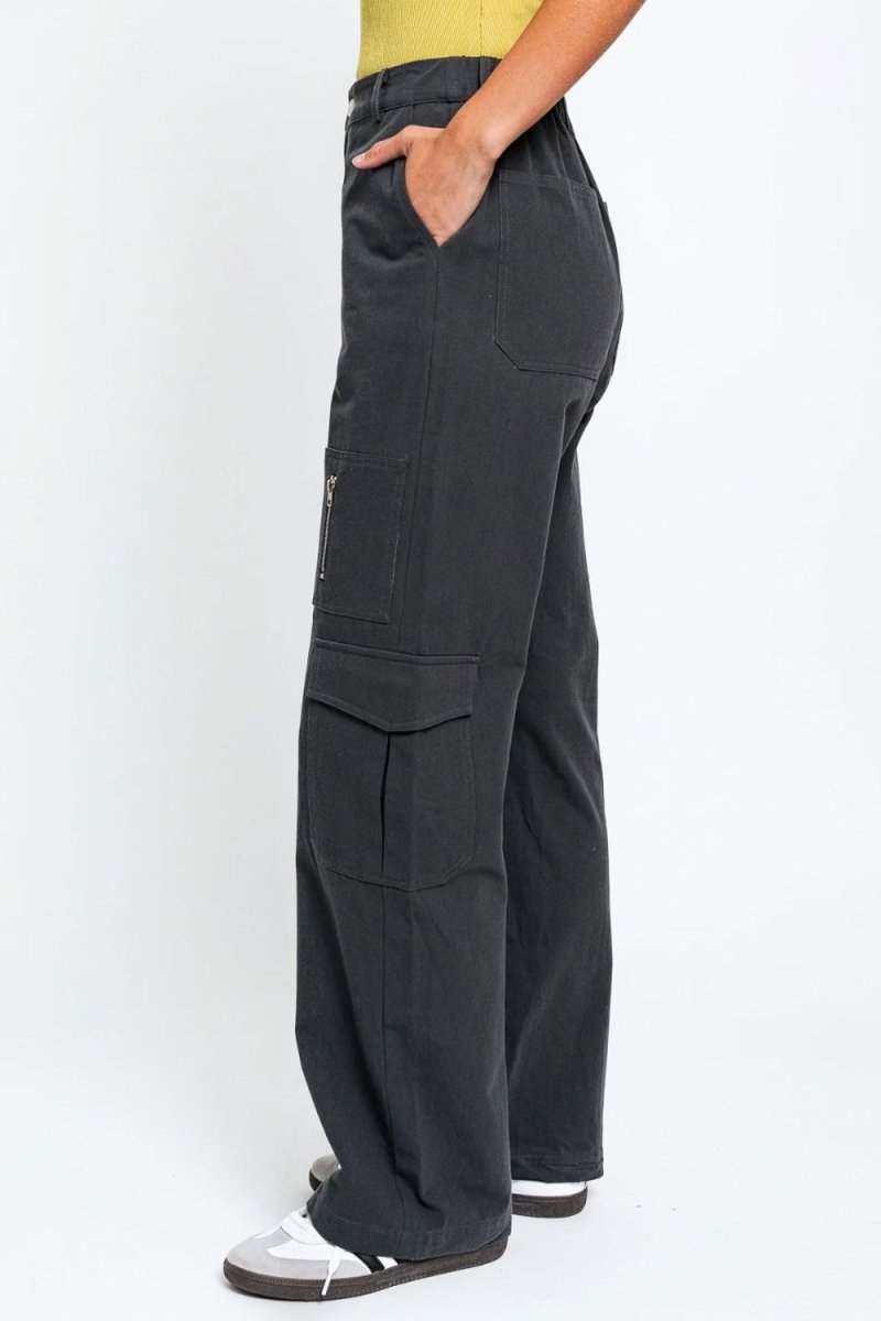 Le Lis High Waisted Wide Leg Cargo Pants with Pockets - AMVIM